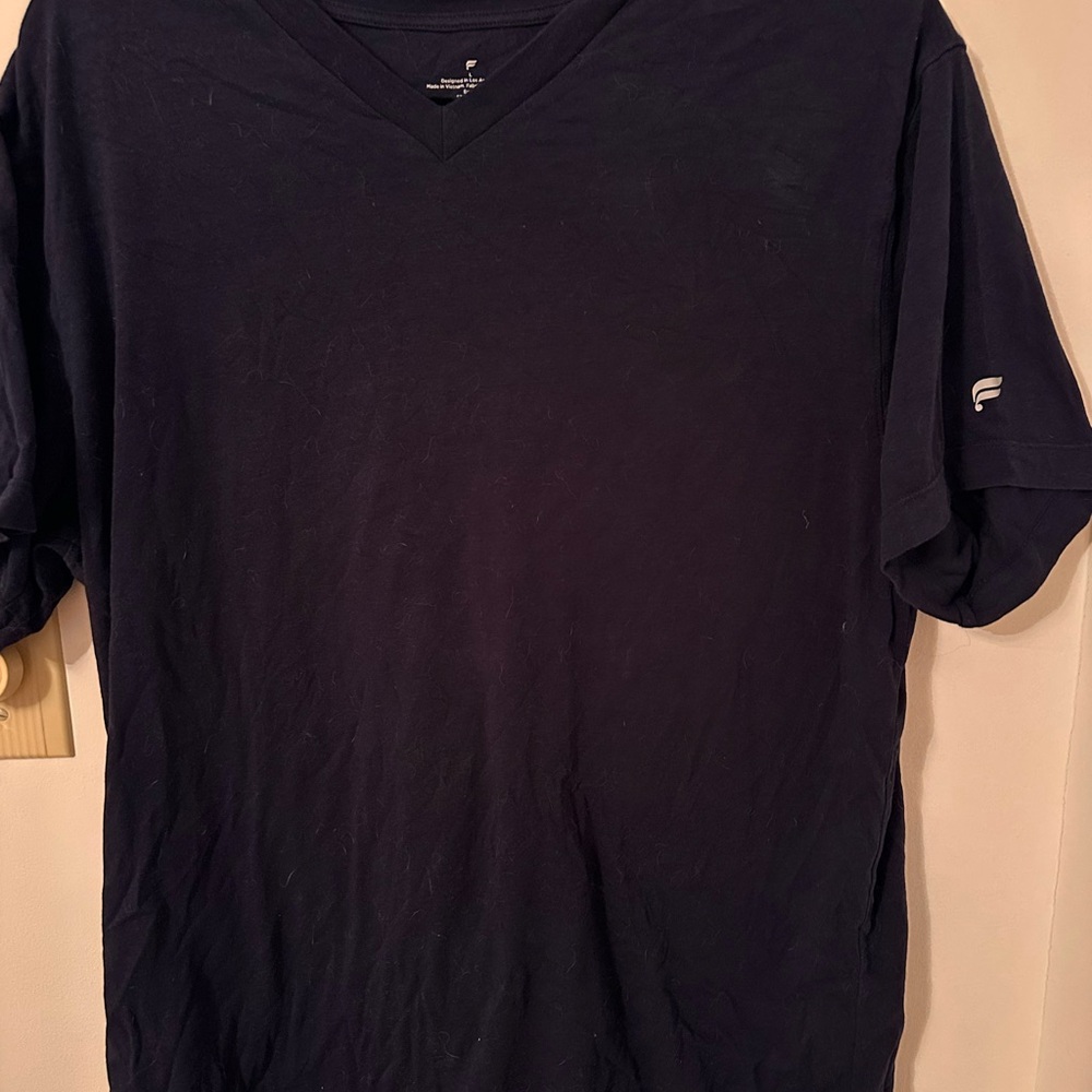 Fabletics Navy V-Neck Short Sleeve Tee